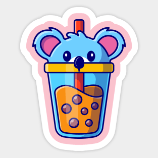 Cute Koala Boba Milk Tea Cup Cartoon Sticker